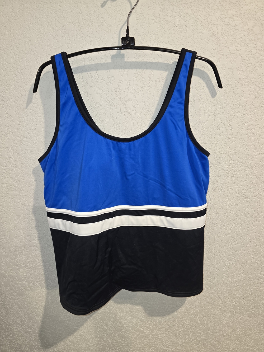 L.L.Bean Women's Colorblock Tankini Swim Top - Size 14 Regular UPF 50+